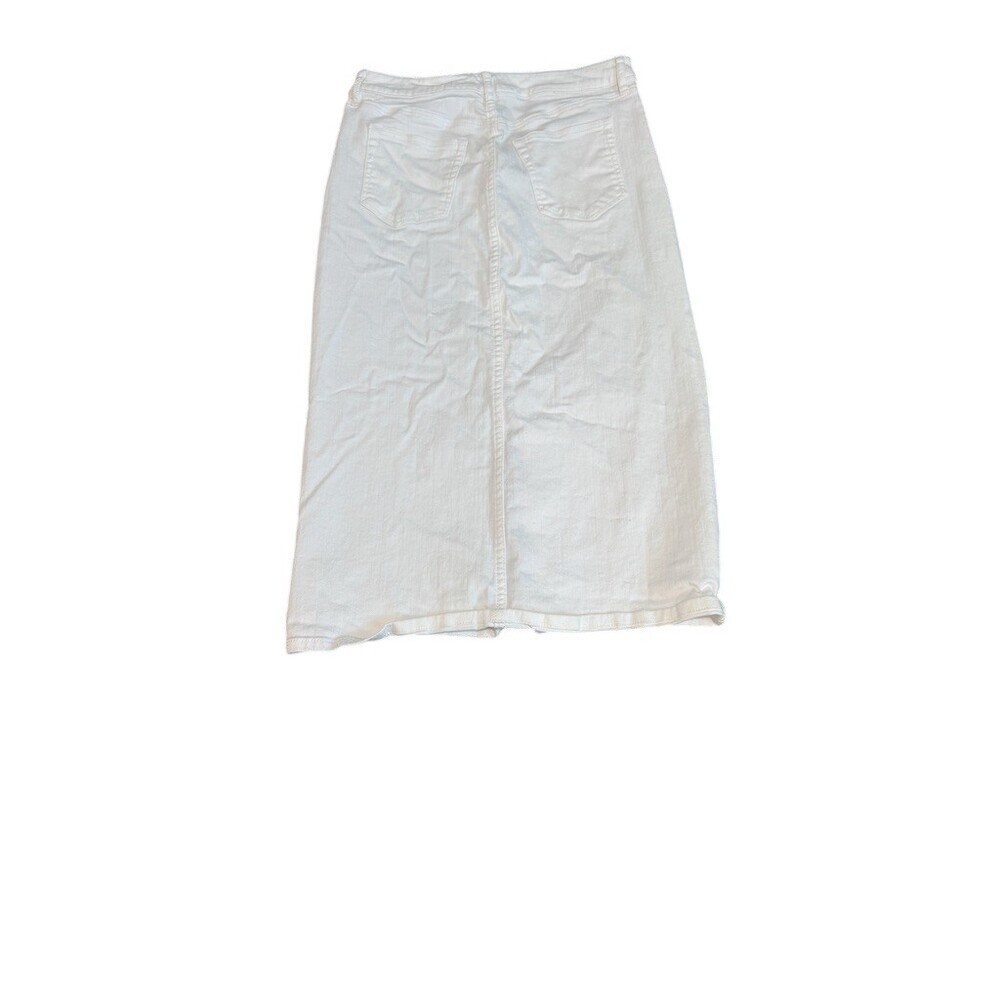 LOFT Outlet Skirt Womens Size 4 White Denim Midi High Rise 5-Pocket - Picture 2 of 8